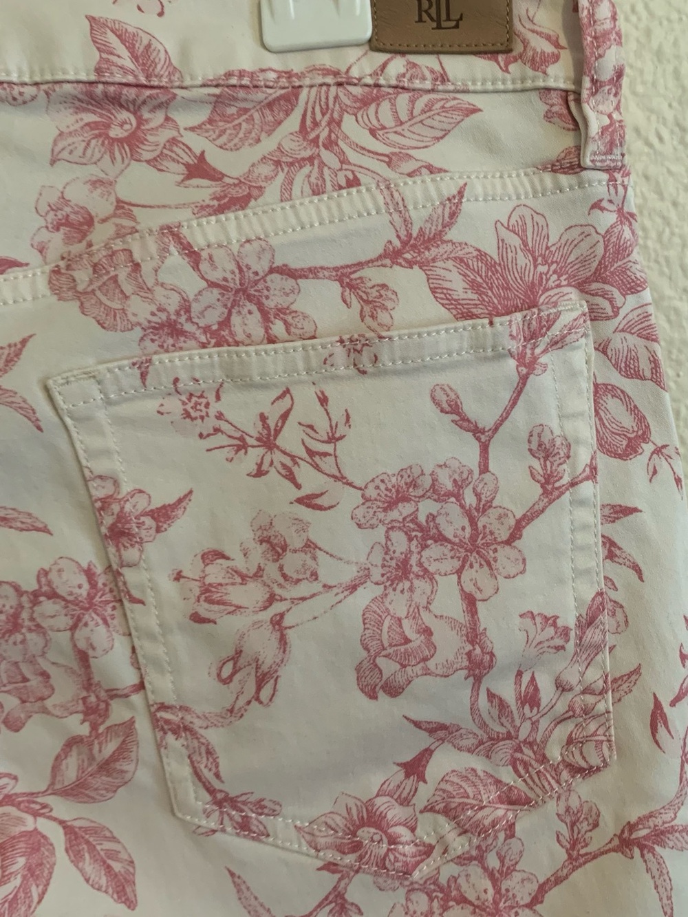 Ralph Lauren Cream Jeans with Pink Floral Print - Picture 5 of 6